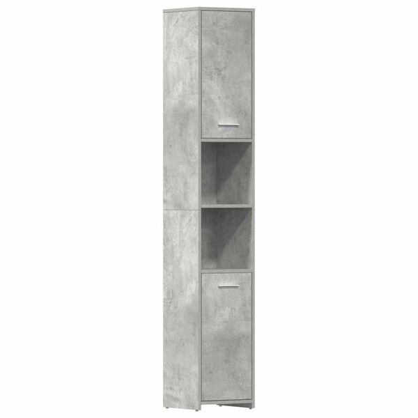 vidaXL Mobile da Bagno Grigio Cemento 30x30x183,5 cm Legno tecnico