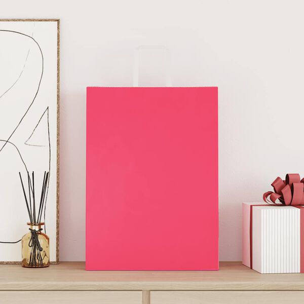 vidaXL Sacchetti di Carta 50 pz con Manici Rosa 32x17x44 cm