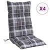 vidaXL Cuscini Sedia Schienale Alto 4 pz Quadri Grigio Tessuto Oxford