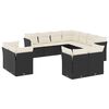 vidaXL Set Divani da Giardino 11 pz con Cuscini in Polyrattan Nero
