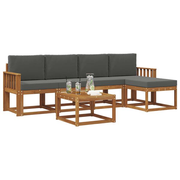 vidaXL Set di divani da esterno con cuscino 6 pcs Naturale e Antracite