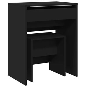 vidaXL Toeletta e Sgabello Nero 60x40x113,5 cm