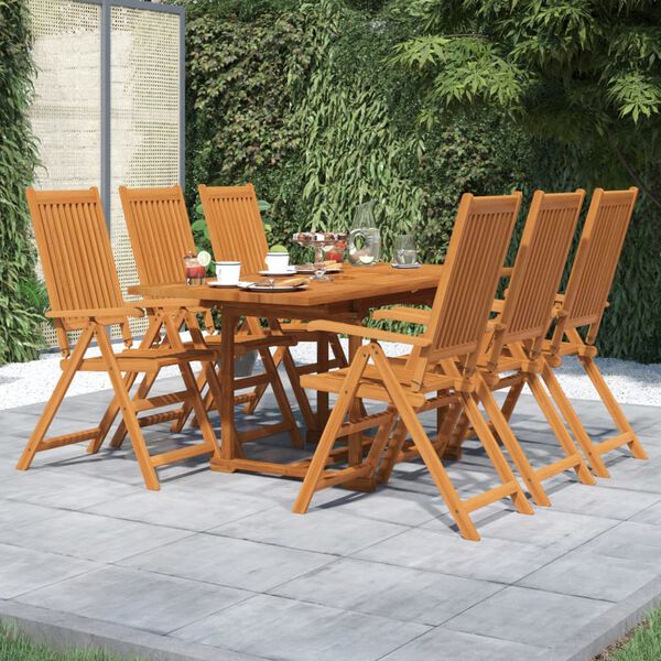 vidaXL Set Mobili da Pranzo per Giardino 7 pz Legno Massello di Acacia 120-170 cm