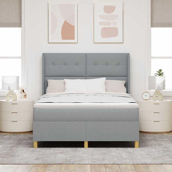vidaXL Letto a Molle con materasso Grigio chiaro 140 x 200 cm Tessuto