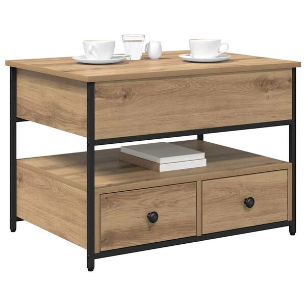 vidaXL Tavolino da salotto Rovere artigianale 70 x 50 x 54.5 cm