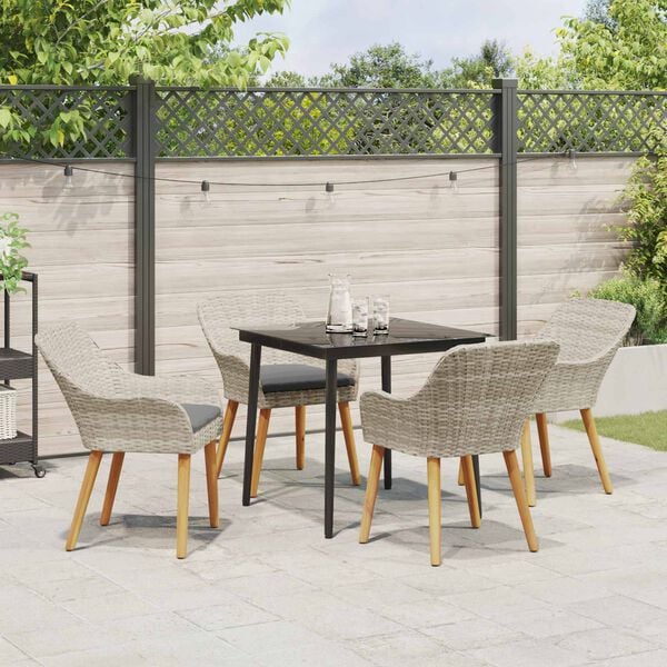 vidaXL Set da Pranzo per Giardino 5 pcs Grigio chiaro polyrattan