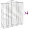 vidaXL Cesti Gabbioni ad Arco 4 pz 200x50x200/220 cm Ferro Zincato