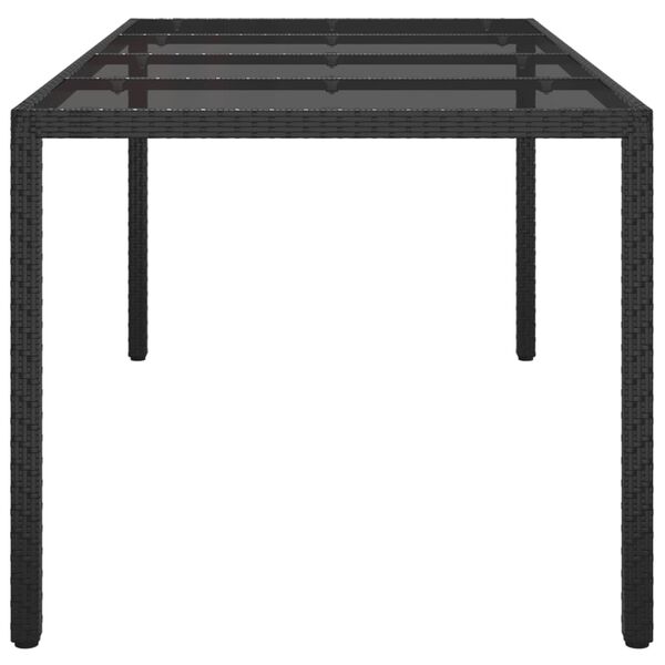 vidaXL Tavolo Giardino Nero 190x90x75 cm Vetro Temperato Polyrattan