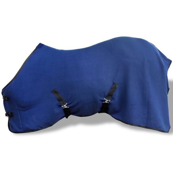 Coperta in pile con sovraccinghie 105 cm blu per cavalli