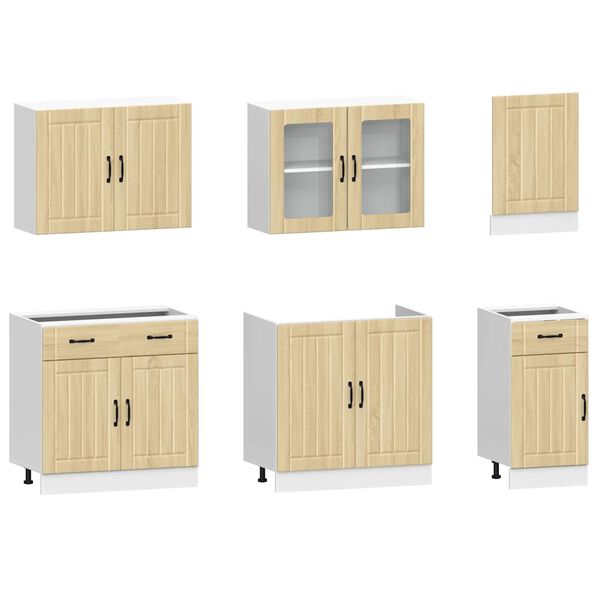 vidaXL Set Mobili da Cucina 7 pz Lucca Rovere Sonoma in Truciolato