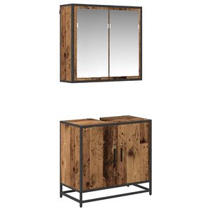 vidaXL Set di mobili per il bagno con lo scaffale 2 pcs Legno vecchio