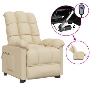 vidaXL Poltrona Elettrica Reclinabile Crema in Tessuto