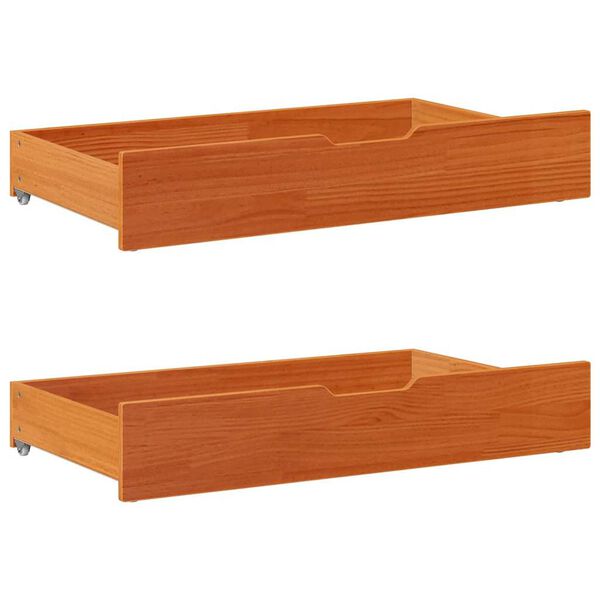 vidaXL Cassettoni per Letto 2pz Marrone Cera 90x55x17 cm Legno di Pino