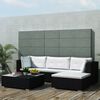 vidaXL Set Divani da Giardino 5 pz con Cuscini in Polyrattan Nero