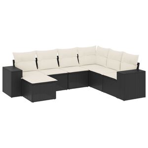 vidaXL Set Divani da Giardino con Cuscini 7pz Nero Polyrattan
