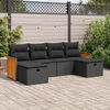 vidaXL Set Divano da Giardino 6 pz con Cuscini Nero in Polyrattan