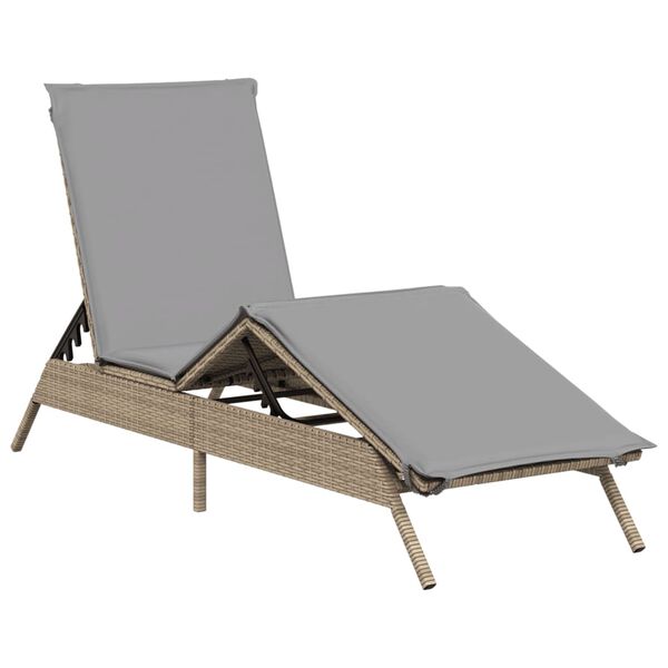 vidaXL Lettino Prendisole con Cuscini Beige in Polyrattan