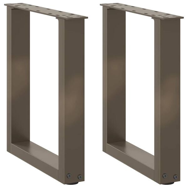 vidaXL Gambe per Tavolino da Caffè a Forma di U 2 pz Acciaio Naturale 28x(42-43) cm Acciaio