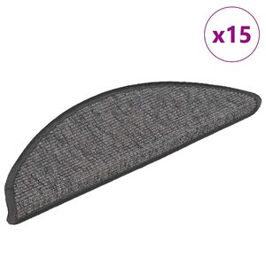 vidaXL Tappetini per scale 15 pz 56x17x3 cm Beige e Grigio Semicircolari