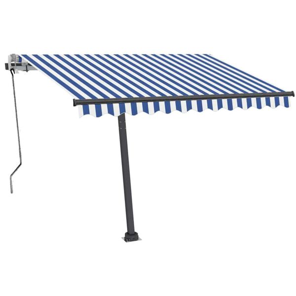vidaXL Tenda da Sole Manuale Autoportante 350x250 cm Blu/Bianca