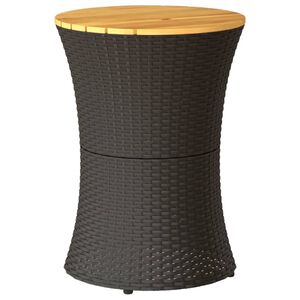 vidaXL Tavolino Giardino Forma Tamburo Nero Polyrattan Legno Massello