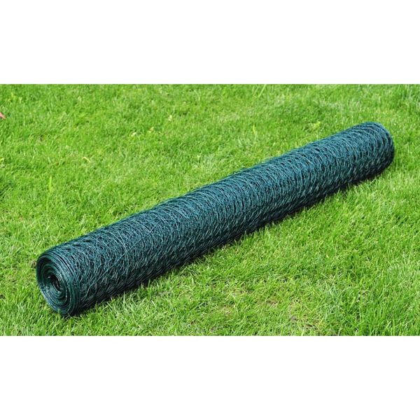 vidaXL Recinzione in Rete per Pollaio Rivestita in PVC 25x0,5 m Verde