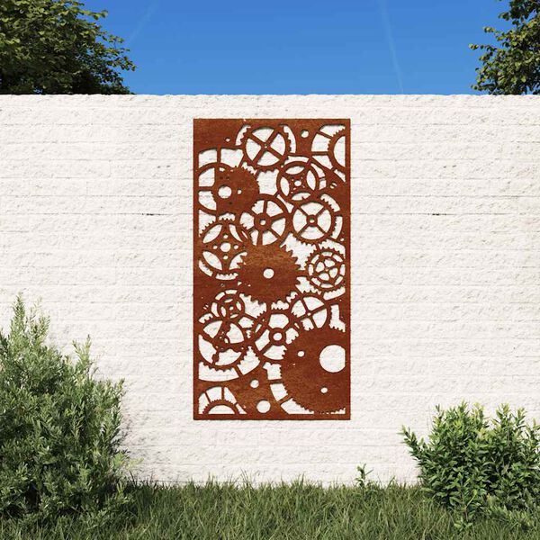 vidaXL Decorazione Muro Giardino 105x55 cm Ingranaggio Acciaio Corten