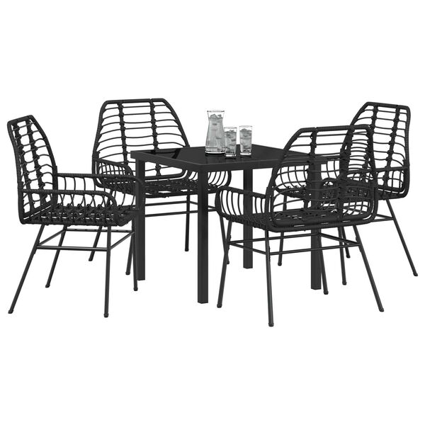vidaXL Set da Pranzo per Giardino 5 pcs Nero polyrattan