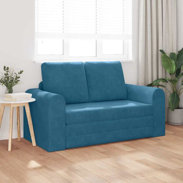 vidaXL Divano letto 60cm Blu Velluto