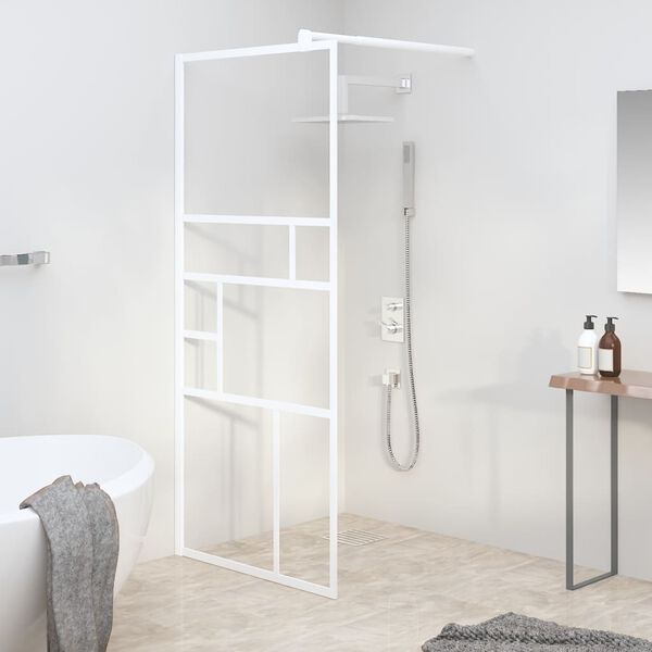 vidaXL Parete per Doccia Walk in 80x195 cm in Vetro ESG Bianco