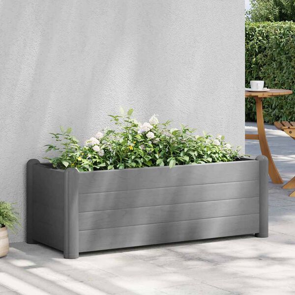 vidaXL Letto Rialzato da Giardino in PP Grigio Pietra 100x43x35 cm