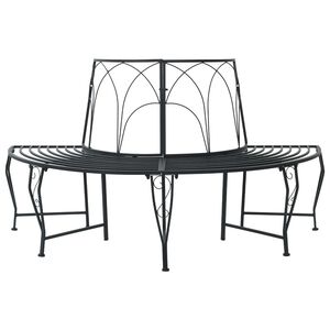 vidaXL Panchina per Alberi 4-Numero di posti 160 x 80 x 89 cm Acciaio