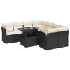 vidaXL Set Divani da Giardino 9 pz con Cuscini Nero in Polyrattan