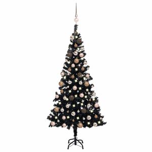 vidaXL Albero di Natale Preilluminato con Palline Nero 120 cm PVC