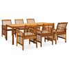 vidaXL Set da Pranzo da Giardino 7 pz con Cuscini Massello di Acacia