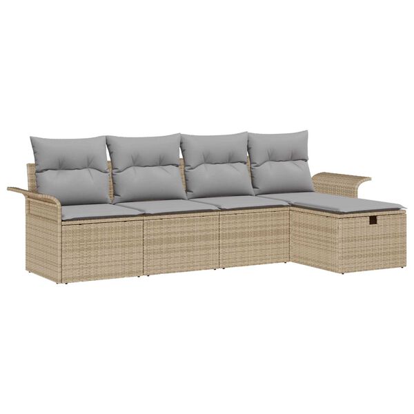 vidaXL Set Divano da Giardino 5 pcs Beige e Grigio Chiaro polyrattan