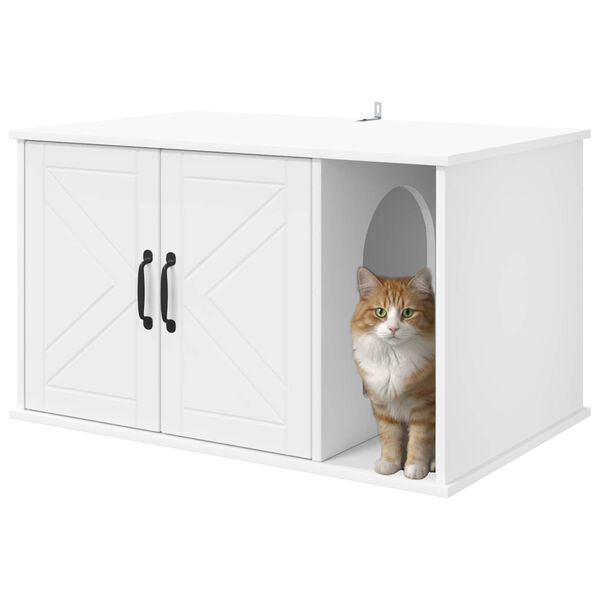 vidaXL Casa per Gatti Bianco 85 x 55 x 50 cm Legno multistrato