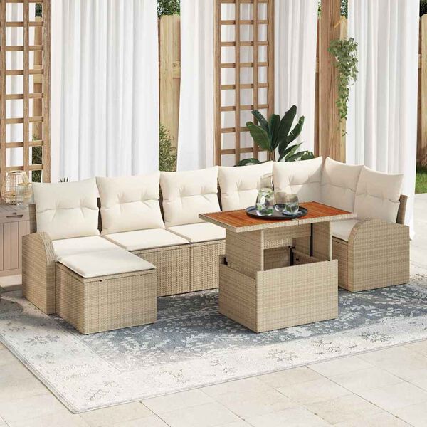 vidaXL Set Divano da Giardino 8 pcs Beige Poly Rattan