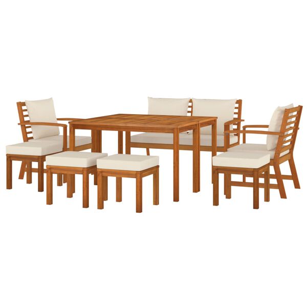 vidaXL Set da Pranzo da Giardino 9pz con Cuscini Legno Massello Acacia