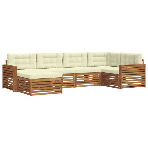 vidaXL Set di divani da esterno con cuscino 6 pcs Naturale e Crema
