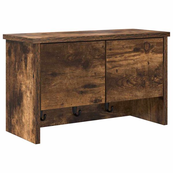 vidaXL Appendiabiti a muro con lo scaffale Rovere fum&eacute; 50 x 20 x 30 cm