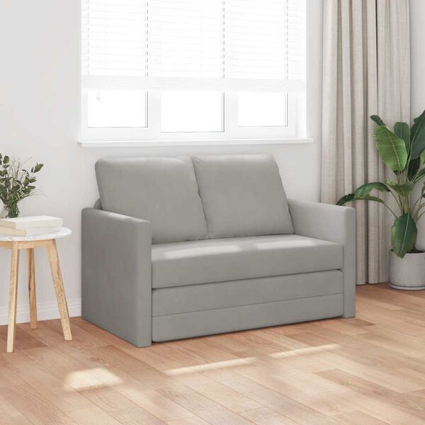 vidaXL Divano Letto da Terra 2 in 1 Grigio Chiaro 122x204x55cm Velluto