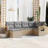 vidaXL Set Divano da Giardino 6 pz con Cuscini Beige in Polyrattan