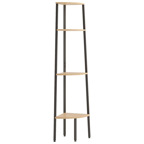 vidaXL Scaffale angolare a 4 ripiani marrone chiaro e nero 45,5x31,5x150 cm
