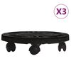 vidaXL Carrelli per Piante con Ruote 3 pz Diametro 30 cm Neri 170 kg