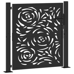 vidaXL Cancello da giardino nero 100x100 cm in acciaio con design a fiamma