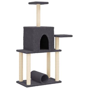 vidaXL Albero per Gatti con Tiragraffi in Sisal Grigio Scuro 122 cm