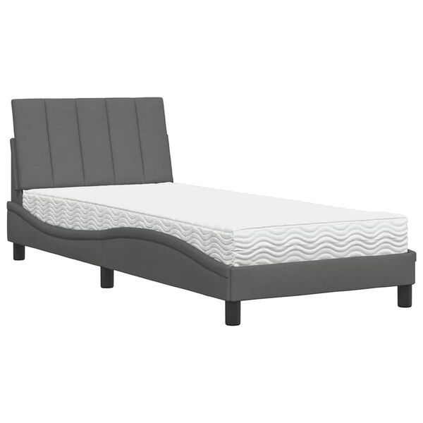 vidaXL Letto con Materasso Hanko Grigio Scuro 90x200 cm in Tessuto