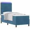 vidaXL Letto a Sorgente LED con testiera Blu Scuro 80 x 200 cm Tessuto