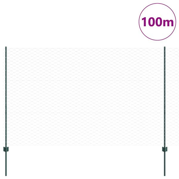 vidaXL Recinzione con Posto Verde 1,6 x 100 m Acciaio e PVC